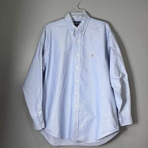 Ralph Lauren Blake Mens Large Blue Gingham Cotton Button Down Long Sleeve Shirt